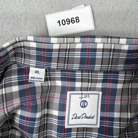 David Donahue Shirt Mens Size XL Gray Pink Blue Button Down Classic Fit Dress - Picture 11 of 12